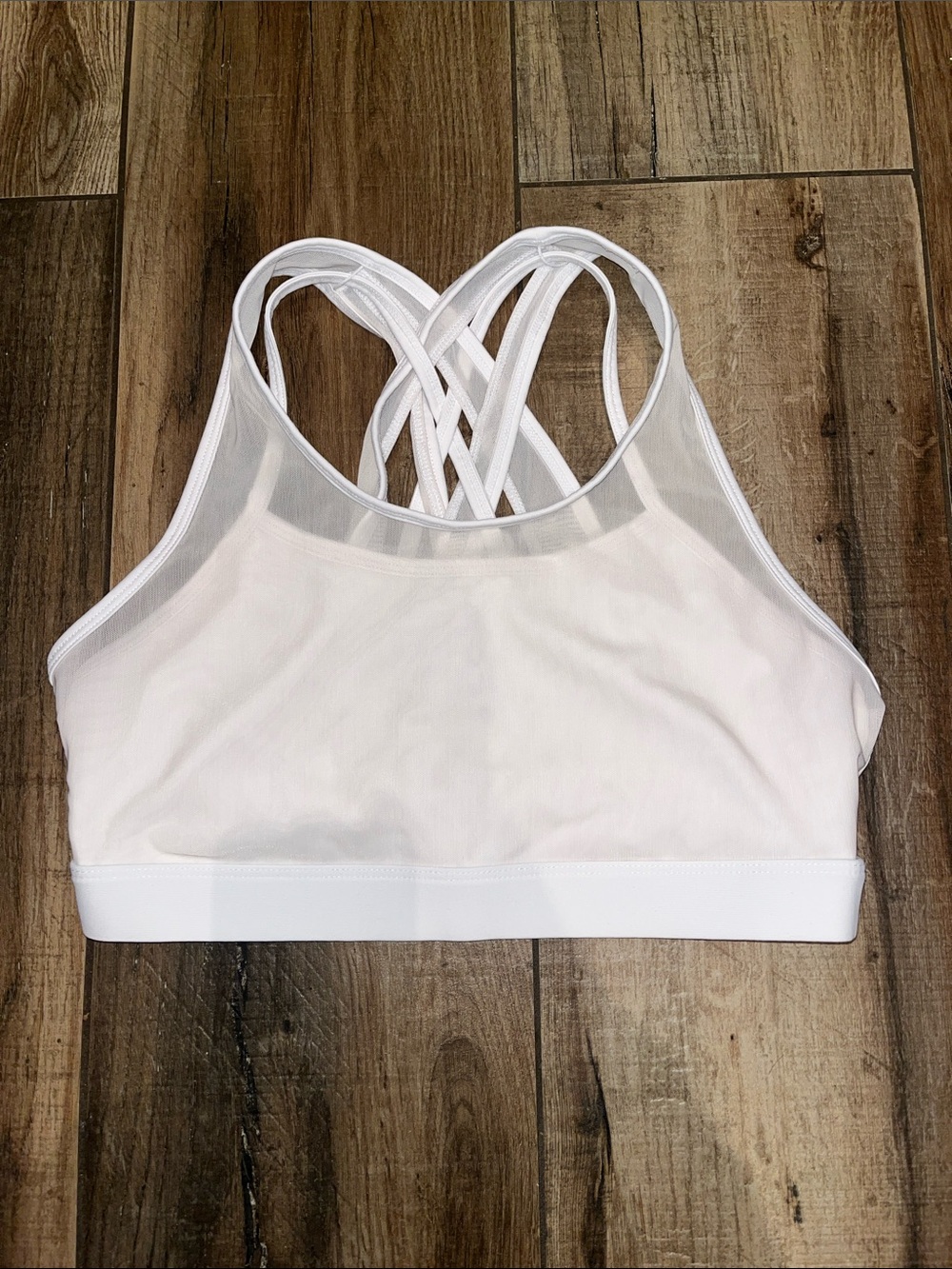 Fabletics White Crisscross Mesh Sports Bra